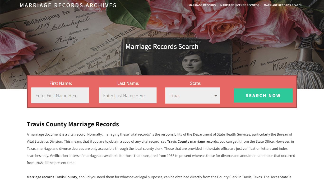 Travis County Marriage Records | Enter Name and Search ...